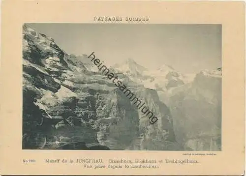 Paysages Suisses - Massif de la Jungfrau - Grosshorn Breithorn et Tschingelhorn - Vue prise depuis le Lauberhorn - Editi