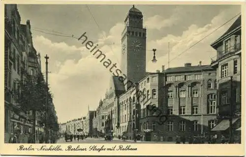 Berlin-Neukölln - Berlinerstrasse mit Rathaus ca. 1940 - Verlag Felix Setecki Berlin