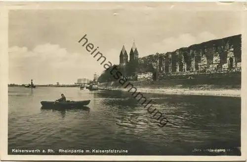 Kaiserswerth am Rhein - Rheinpartie mit Kaiserpfalzrunine - Foto-AK - Verlag J. Kraphol M.-Gladbach 1928