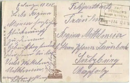 Das zerstörte Pillkallen - Oestlicher Kriegsschauplatz - Soldaten - Bahnpost  - Verlag Kriegshilfe München