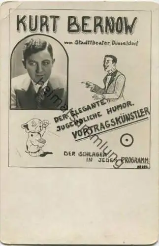 Kurt Bernow vom Stadttheater Düsseldorf - Vortragskünstler - Künstlerkarte H. Vollrath 1929 - Verlag Gebr. Garloff Magde