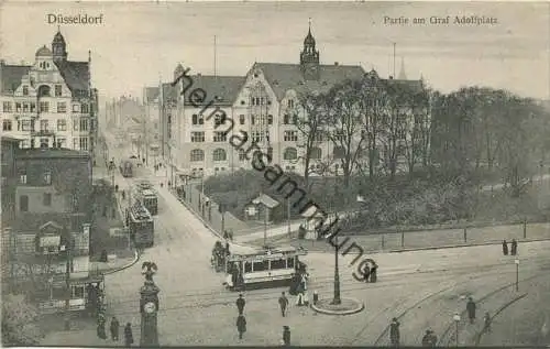 Düsseldorf - Partie am Graf Adolfplatz - Strassenbahn - Verlag J. L. D. gel. 1913