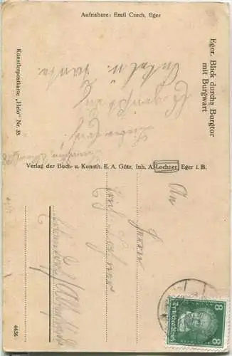 Cheb - Eger - Blick durchs Burgtor - Burgwart - Verlag E. A. Götz Eger i. B.