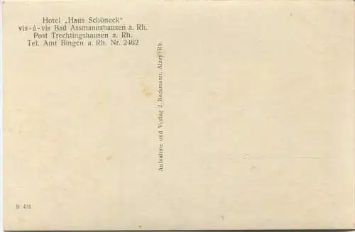 Bingen am Rhein - Hotel Haus Schöneck - Innenansicht - Foto-AK 30er Jahre - Verlag J. Beckmann Alzey