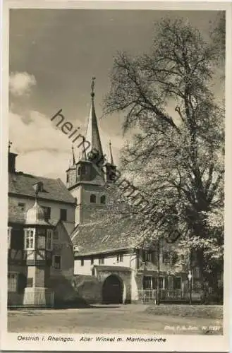 Oestrich - Alter Winkel mit Martinuskirche - Foto-AK - Verlag Karl Schott Oestrich