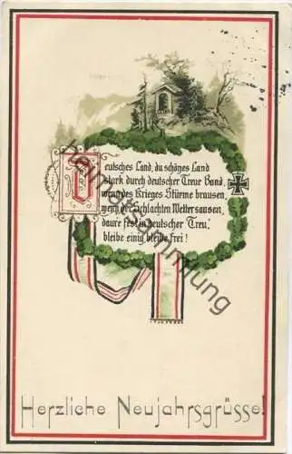Neujahr - Deutsches Land du schönes Land... - Patriotica - Feldpost gel. 1916