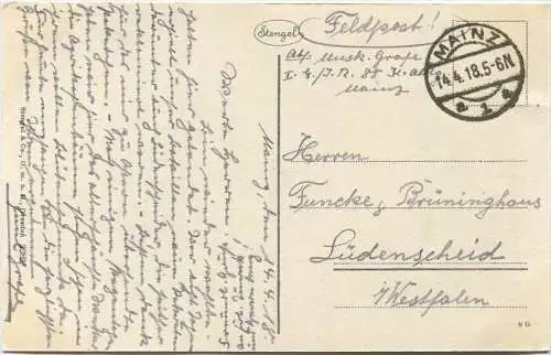 Mainz - Stadthalle - Verlag Stengel & Co Dresden - Feldpost gel. 1918