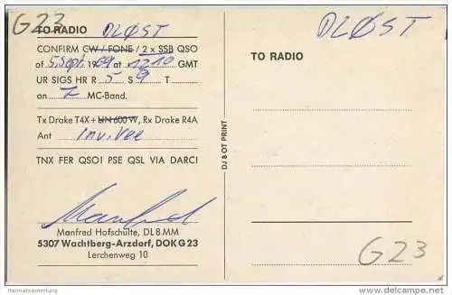 QSL - QTH - Funkkarte - DL8MM - Wachtberg-Arzdorf - 1969