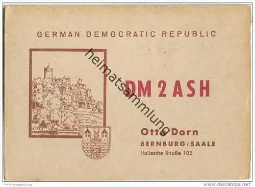 QSL - QTH - Funkkarte - DM2ASH - Bernburg (Saale) - 1958