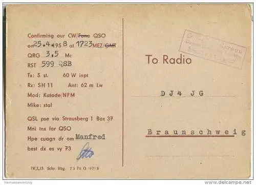 QSL - QTH - Funkkarte - DM2ASH - Bernburg (Saale) - 1958