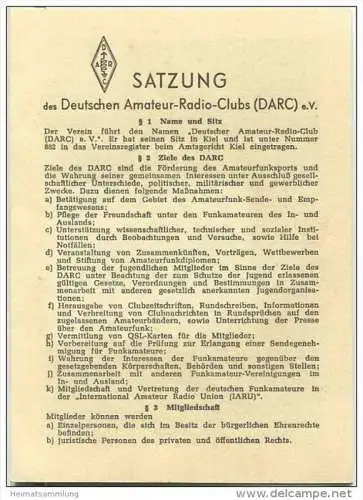 QSL - Satzung des Deutschen Amateur-Radio-Clubs e.V. DARC von 1960 - 6 Seiten