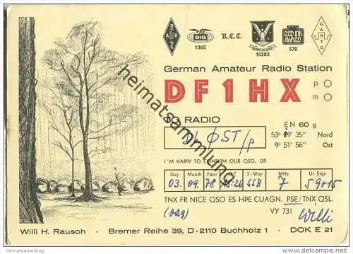 QSL - QTH - Funkkarte - DF1HX - Buchholz in der Nordheide - 1978