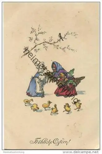Ostern - Huhn und Ente mit Menschenkleidung - Küken - Verlag H.H.i.W. Nr. 875