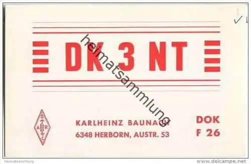 QSL - QTH - Funkkarte - DK3NT - Herborn - 1969