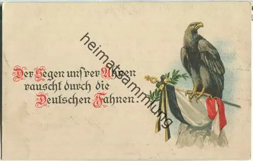 Der Segen uns'rer Ahnen rauscht durch die Deutschen Fahnen - Flagge - Adler (G38125y)gel. 1915