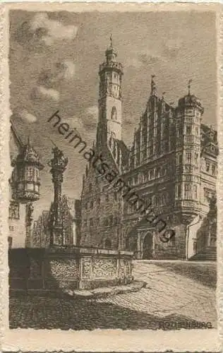 Rothenburg ob der Tauber - Rathaus - Kunstdruck Gerling & Erbes Darmstadt 20er Jahre