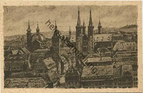Würzburg - Blick von der Festung Marienburg auf die Altstadt - Kunstdruck Gerling & Erbes Darmstadt