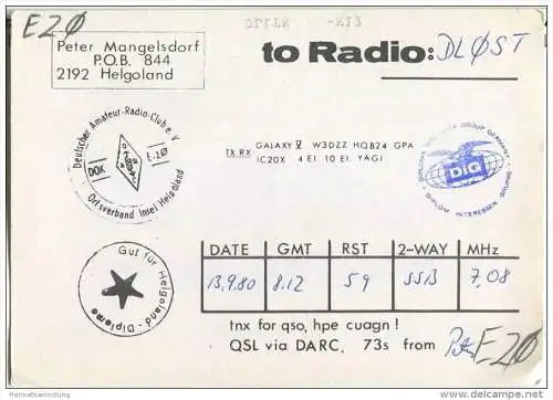 QSL - QTH - Funkkarte - DK5HP - Helgoland - 1980