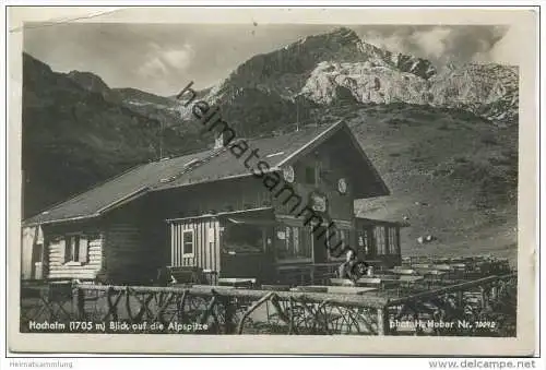 Hochalm mit Blick auf die Alpspitze - Foto-AK