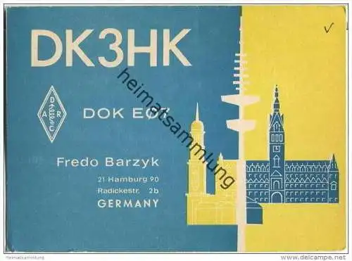 QSL - QTH - Funkkarte - DK3HK - Hamburg - 1969