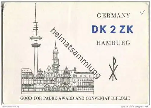 QSL - QTH - Funkkarte - DK2ZK - Hamburg - 1969