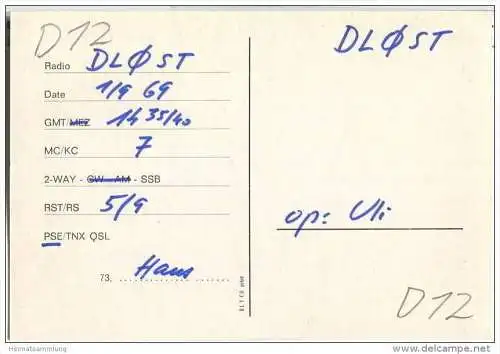 QSL - QTH - Funkkarte - DL7OC - Berlin-Zehlendorf - 1969