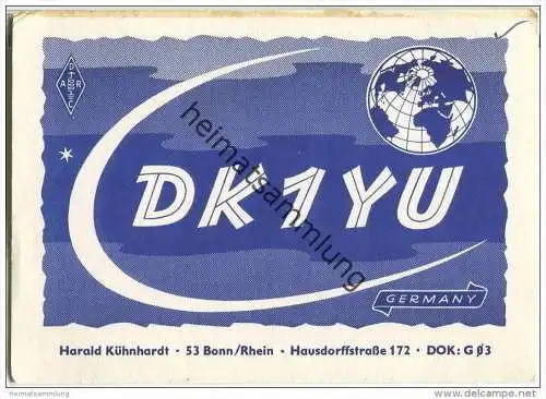 QSL - QTH - Funkkarte - DK1YU - Bonn - 1969