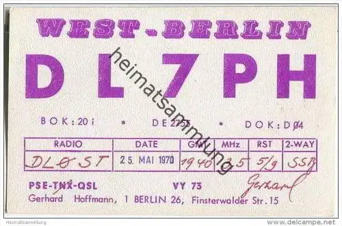 QSL - QTH - Funkkarte - DL7PH - Berlin-Reinickendorf - 1970