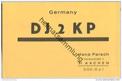 QSL - QTH - Funkkarte - DJ2KP - Aachen - 1966