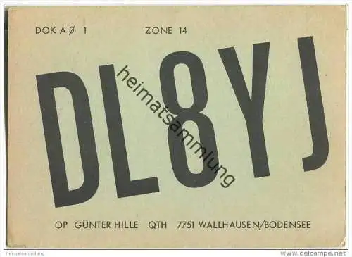 QSL - QTH - Funkkarte - DL8YJ - Konstanz - Wallhausen - 1966