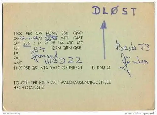 QSL - QTH - Funkkarte - DL8YJ - Konstanz - Wallhausen - 1966