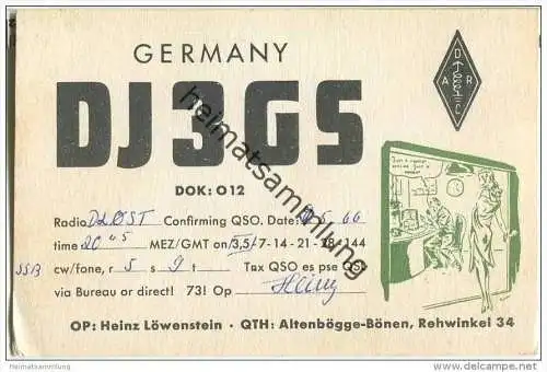 QSL - QTH - Funkkarte - DJ3GS - Altenbögge-Bönen - 1966