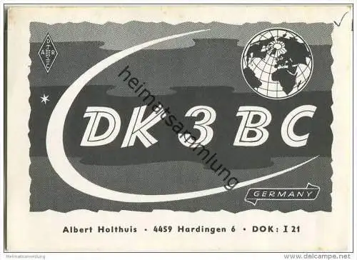QSL - QTH - Funkkarte - DK3BC - Halle-Hardingen - 1969