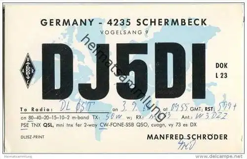 QSL - QTH - Funkkarte - DJ5DI - Schermbeck - 1966