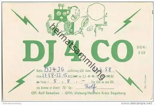 QSL - QTH - Funkkarte - DJ4CO - Ulzburg  - 1958
