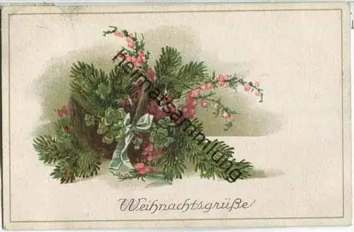 Weihnachtsgrüße - Weidenkorb - Tannenzweige