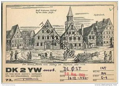 QSL - QTH - Funkkarte - DK2YW - Braunschweig - 1969