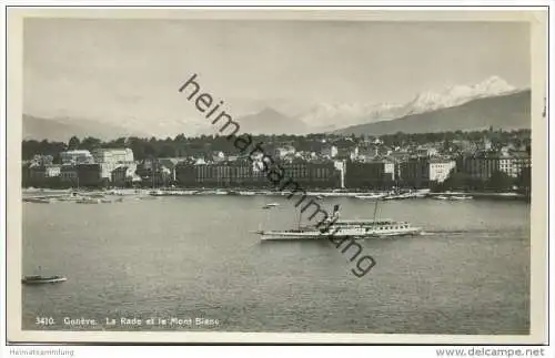 Geneve - La Rade et le Mont-Blanc - Foto-AK 30er Jahre