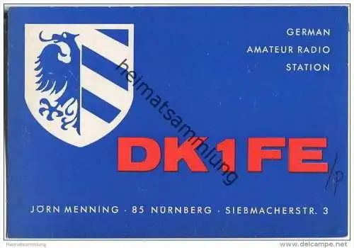 QSL - QTH - Funkkarte - DK1FE - Nürnberg - 1969