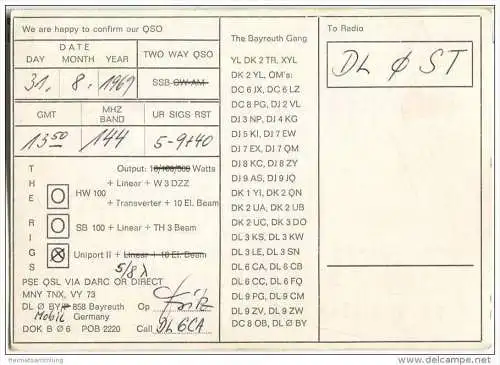 QSL - QTH - Funkkarte - DL0BY - Bayreuth - Oberfrankenausstellung - 1969