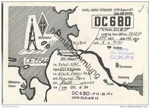 QSL - QTH - Funkkarte - DC6BO - Belum - 1969