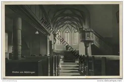 Kirche von Möttlingen - Innenansicht - Pfarrer Johann Christoph Blumhardt 1838-1852 - Foto-AK 40er Jahre