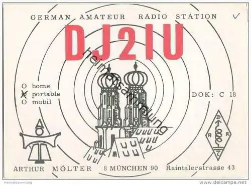 QSL - QTH - Funkkarte - DJ2IU - München - 1969