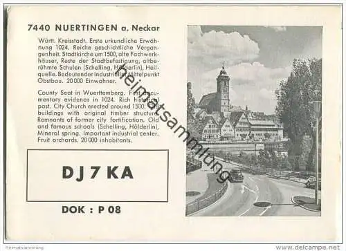 QSL - QTH - Funkkarte - DJ7KA - Nürtingen - 1963