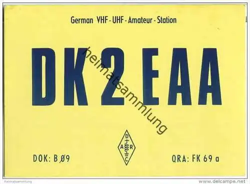 QSL - QTH - Funkkarte - DK2EAA - Helmbrechts - 1970