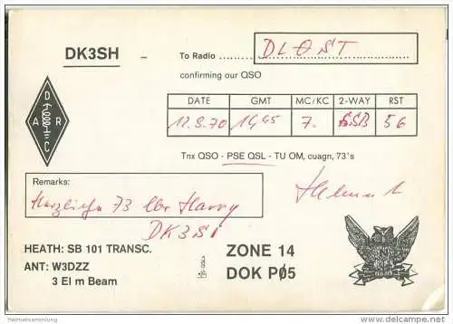 QSL - QTH - Funkkarte - DK3SK - Öhringen - 1970