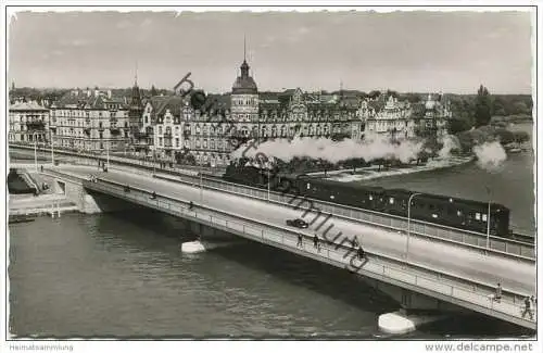 Konstanz - Rheinbrücke - Dampflokomotive - Foto-AK