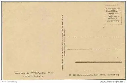 Ulm a. d. Donau - Ulm von der Wilhelmshöhe 1840 gez. von H. Schönfeld