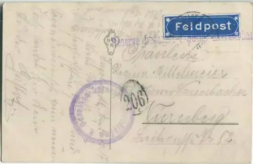 Herzliche Neujahrsgrüsse - Klee - blauer Feldpost-Aufkleber