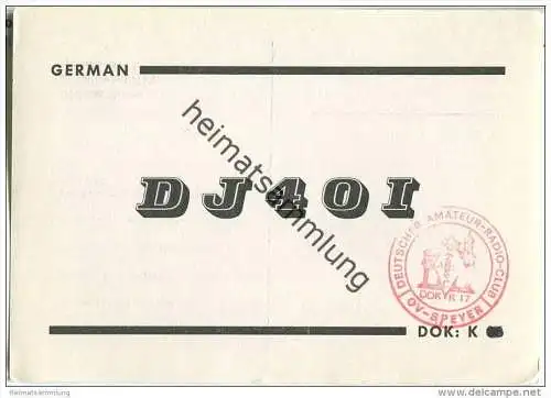 QSL - QTH - Funkkarte - DJ40I- Limburgerhof - 1968